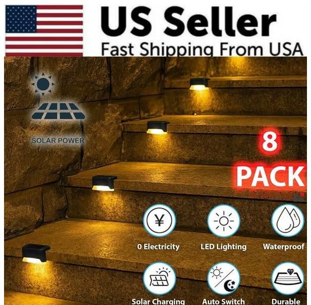 8 Pack New Solar Deck Lights Outdoor