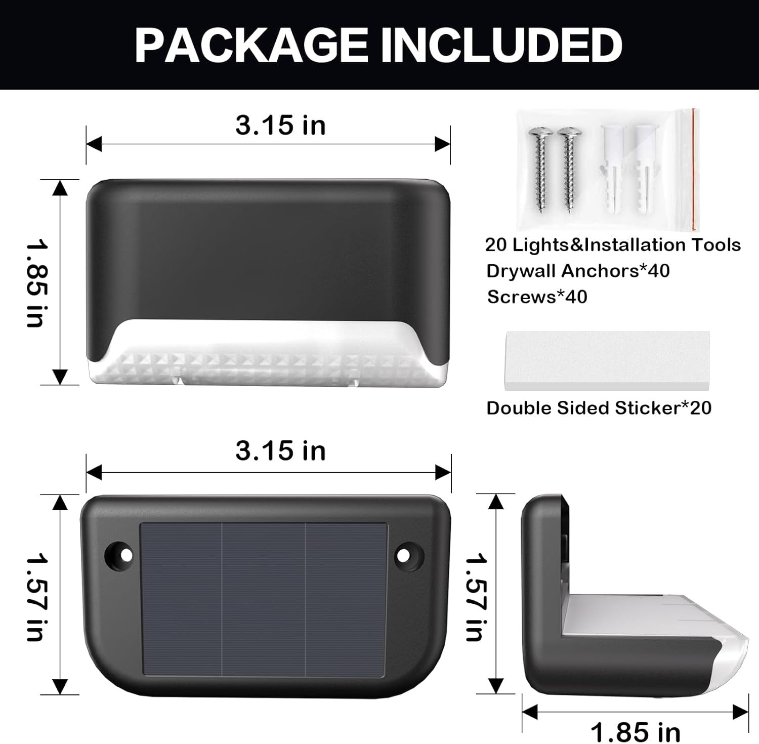 32&16 PCS Solar Deck Lights Outdoor Solar