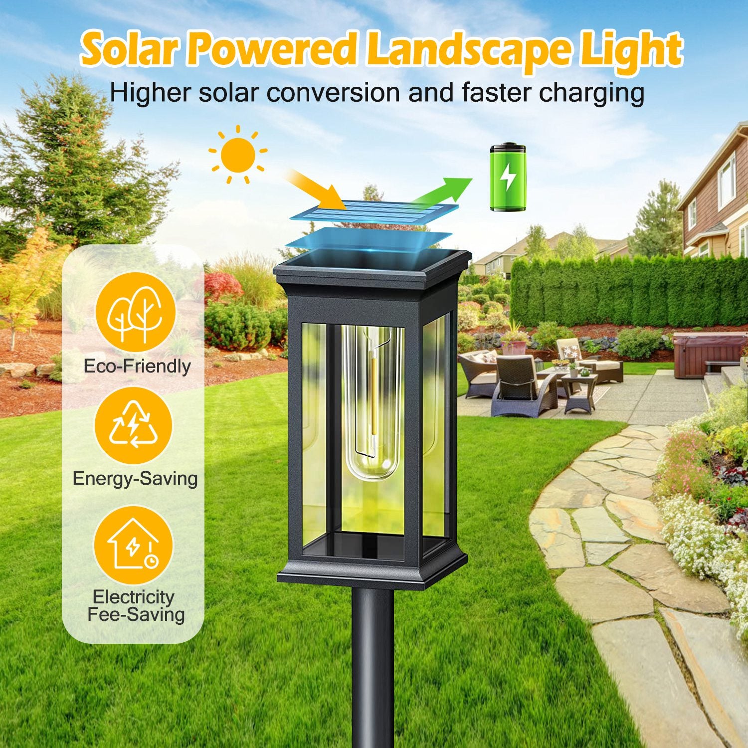 6 Piece Solar Powered Path Lamp